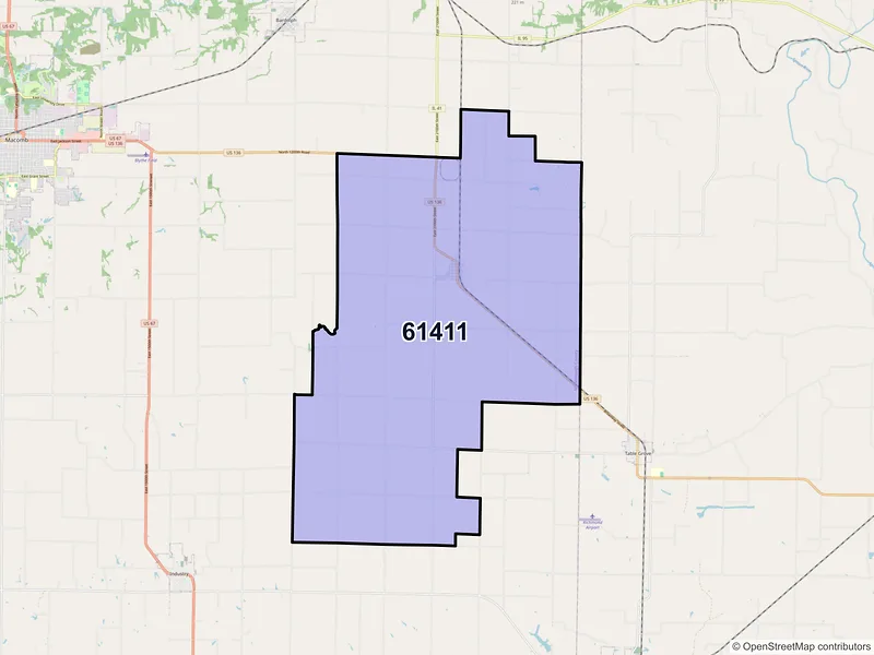 Map of ZIP Code 61411 — Adair, IL