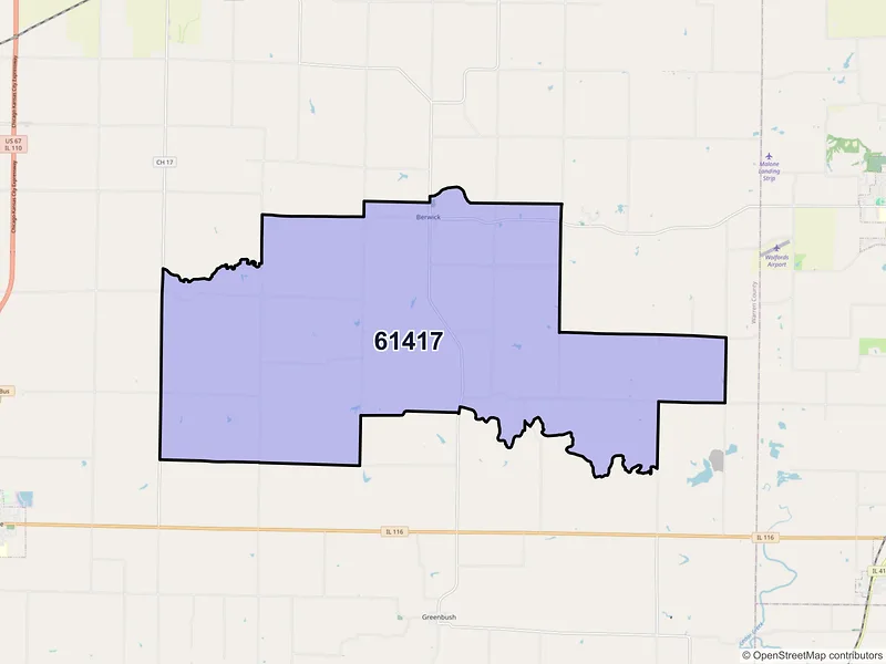 Map of Berwick, Illinois and ZIP codes