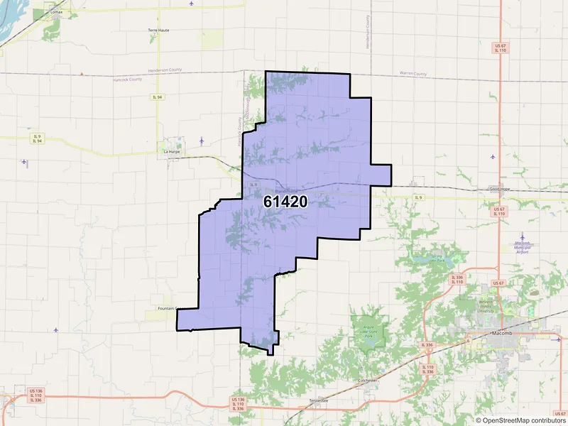 Map of ZIP Code 61420 — Blandinsville, IL