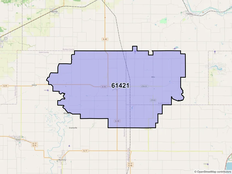 Map of ZIP Code 61421 — Bradford, IL