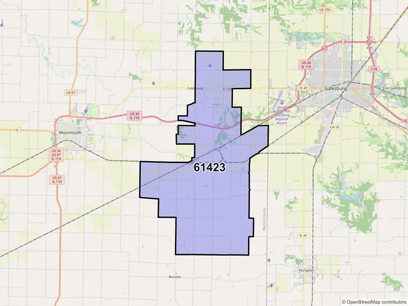 Map of Cameron, Illinois and ZIP codes