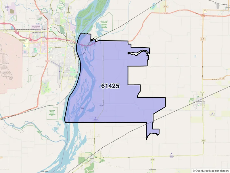 Map of ZIP Code 61425 — Carman, IL