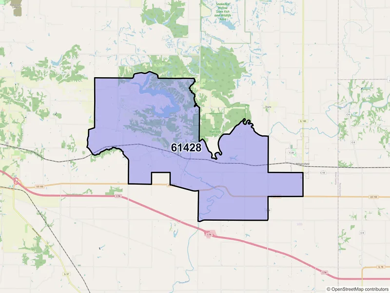 Map of ZIP Code 61428 — Dahinda, IL