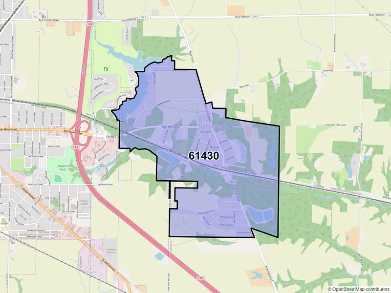 Map of ZIP Code 61430 — East Galesburg, IL