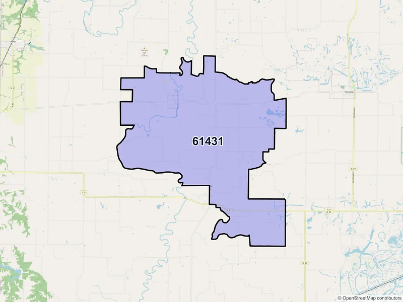 Map of Ellisville, Illinois and ZIP codes