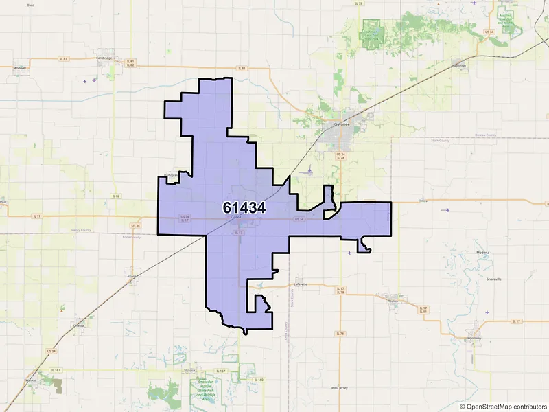 Map of ZIP Code 61434 — Galva, IL