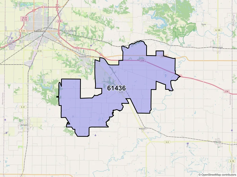 Map of ZIP Code 61436 — Gilson, IL