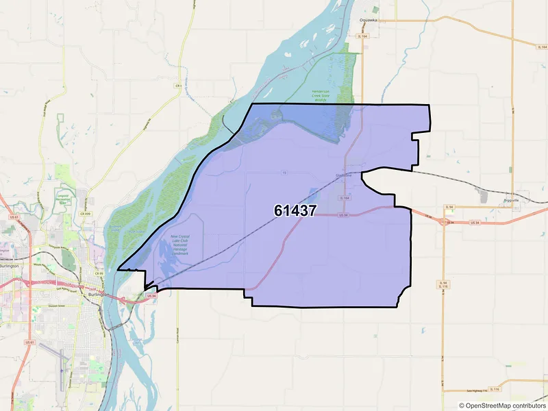 Map of ZIP Code 61437 — Gladstone, IL