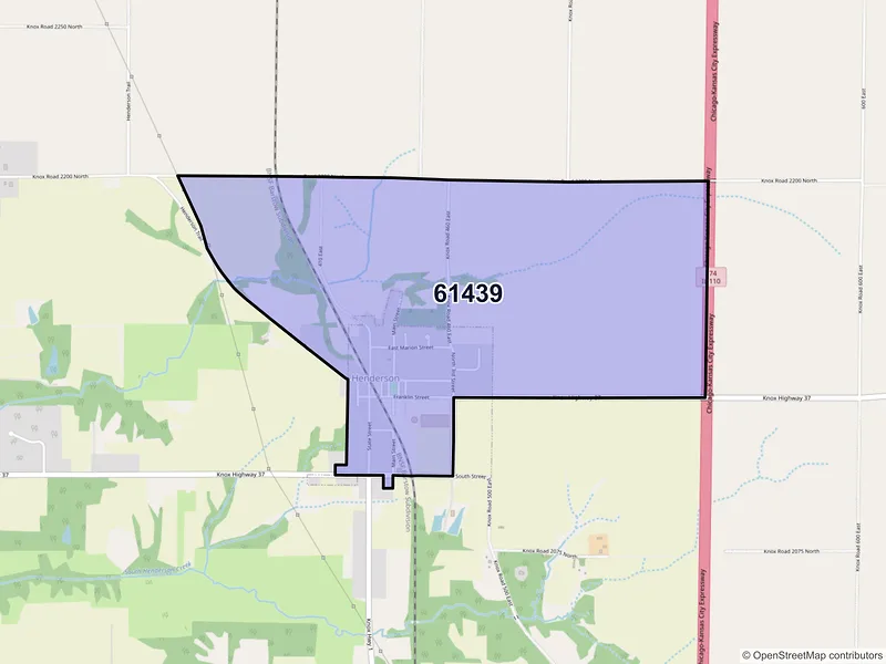 Map of Henderson, Illinois and ZIP codes