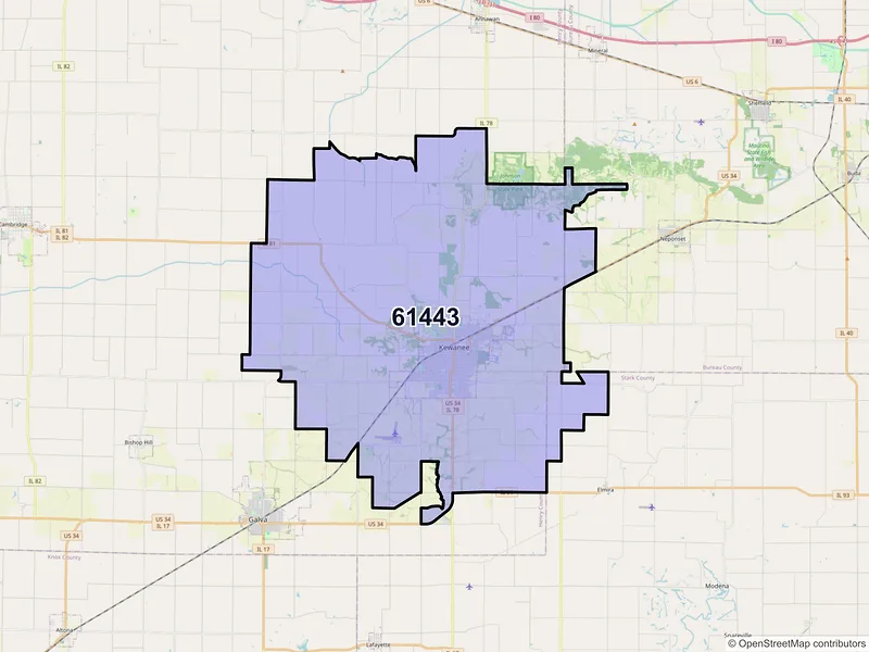 Map of ZIP Code 61443 — Kewanee, IL