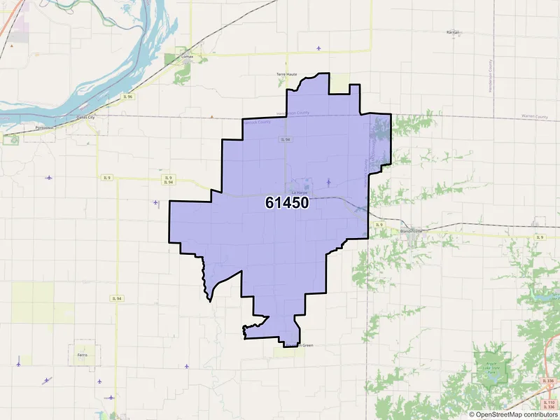 Map of La Harpe, Illinois and ZIP codes