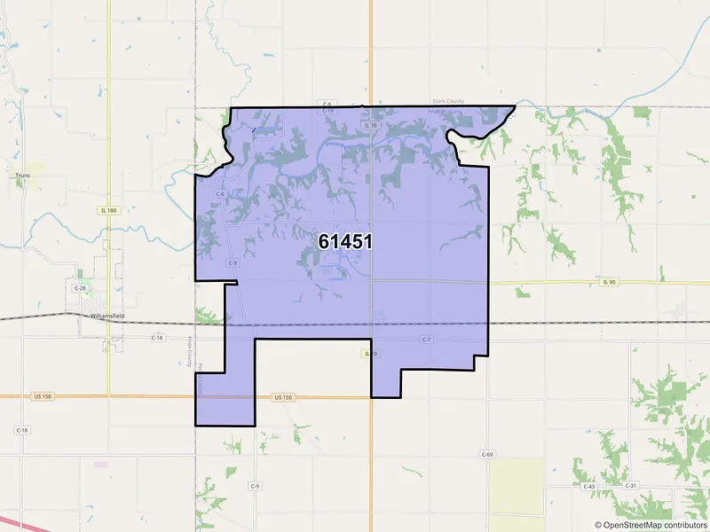 Map of Laura, Illinois and ZIP codes