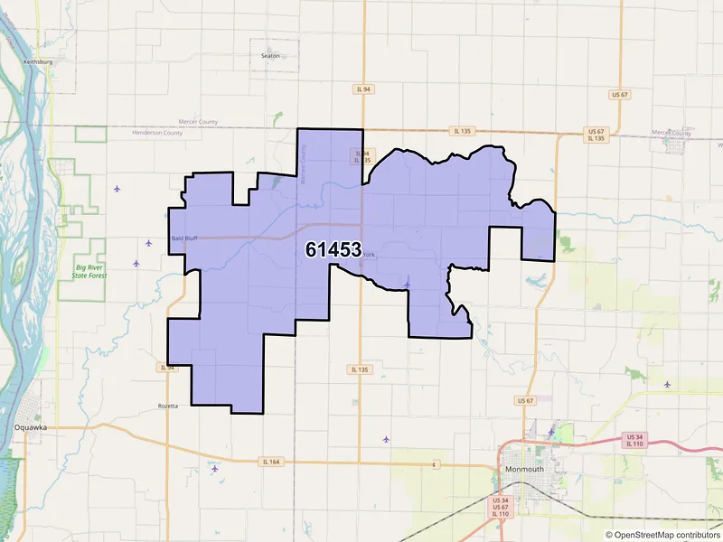 Map of ZIP Code 61453 — Little York, IL