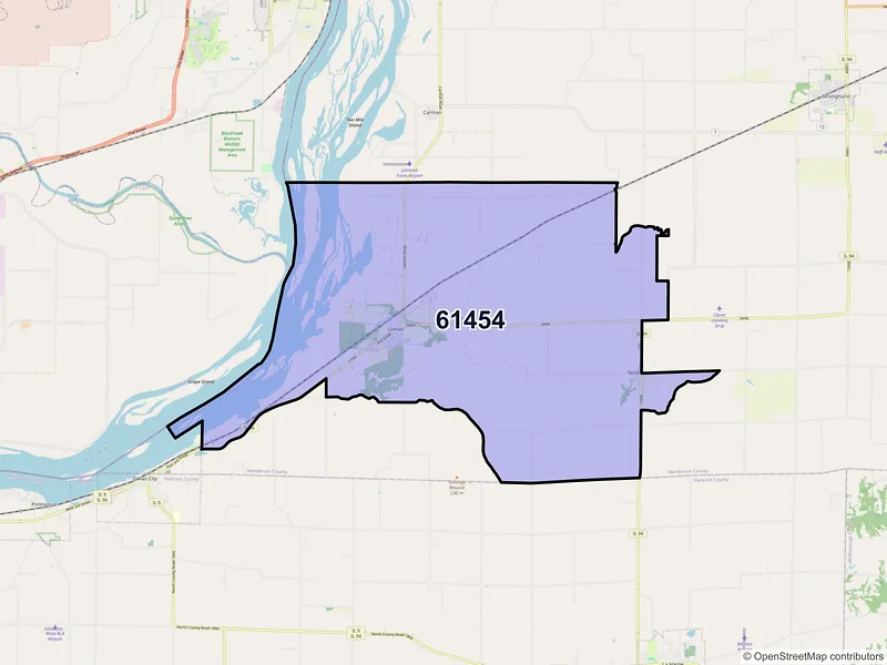 Map of ZIP Code 61454 — Lomax, IL