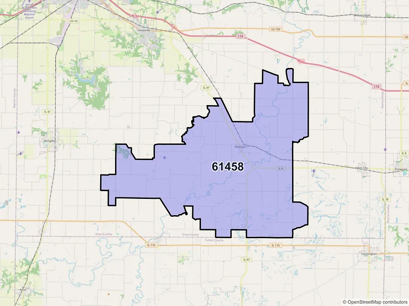 Map of Maquon, Illinois and ZIP codes