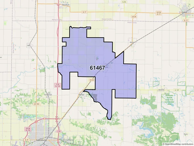 Map of ZIP Code 61467 — Oneida, IL