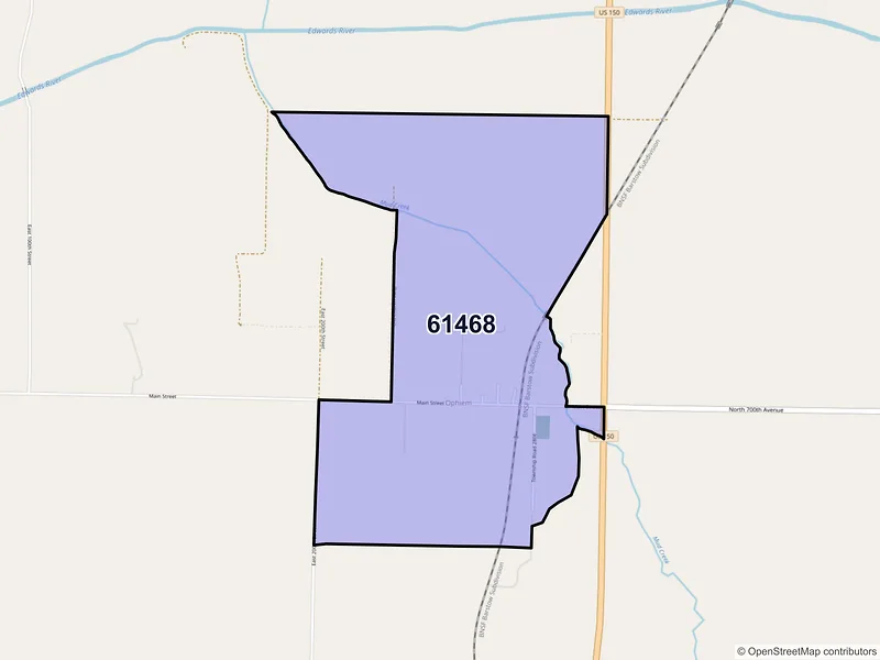 Map of Ophiem, Illinois and ZIP codes