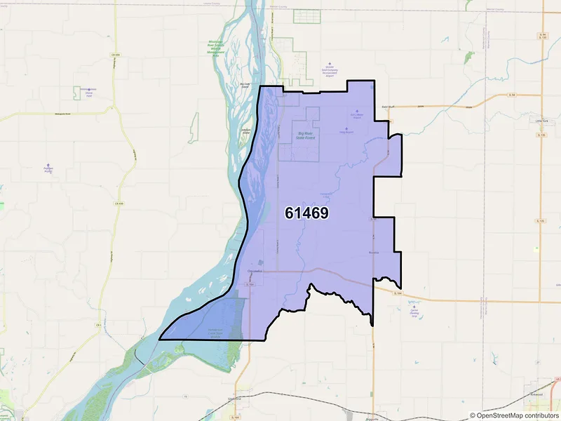 Map of Oquawka, Illinois and ZIP codes