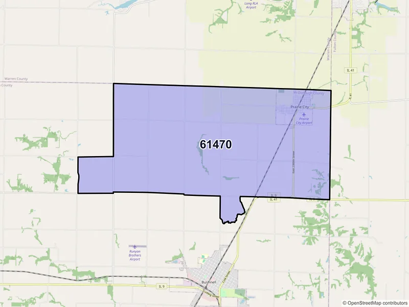 Map of ZIP Code 61470 — Prairie City, IL