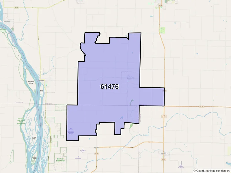 Map of Seaton, Illinois and ZIP codes