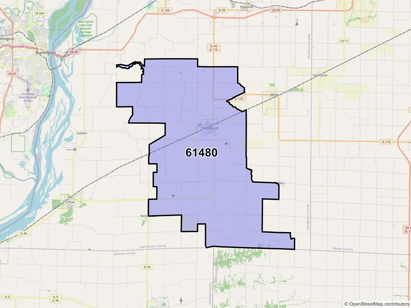 Map of Stronghurst, Illinois and ZIP codes