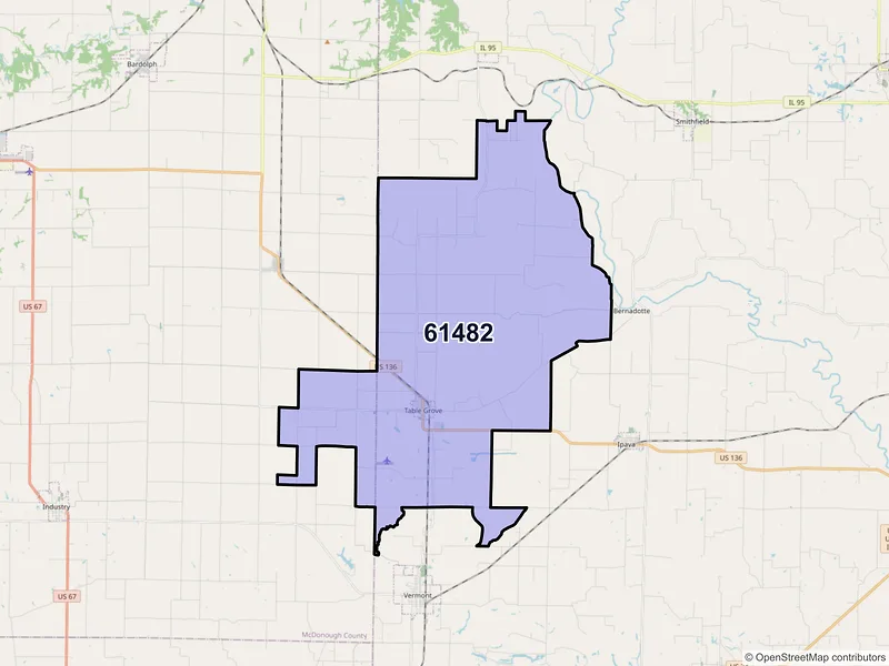 Map of Table Grove, Illinois and ZIP codes