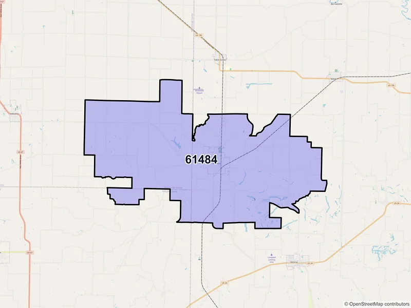 Map of ZIP Code 61484 — Vermont, IL
