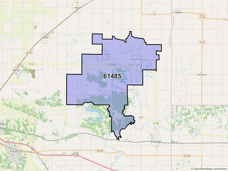 Map of ZIP Code 61485 — Victoria, IL