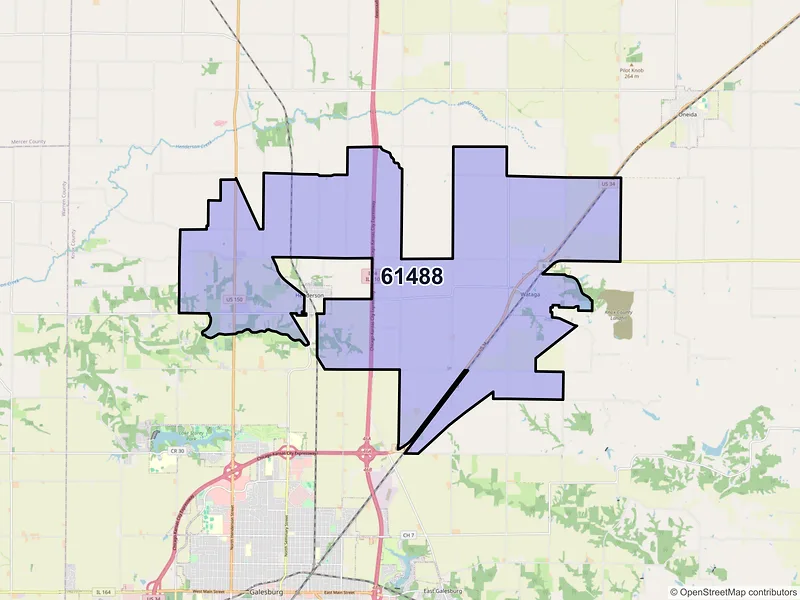 Map of ZIP Code 61488 — Wataga, IL