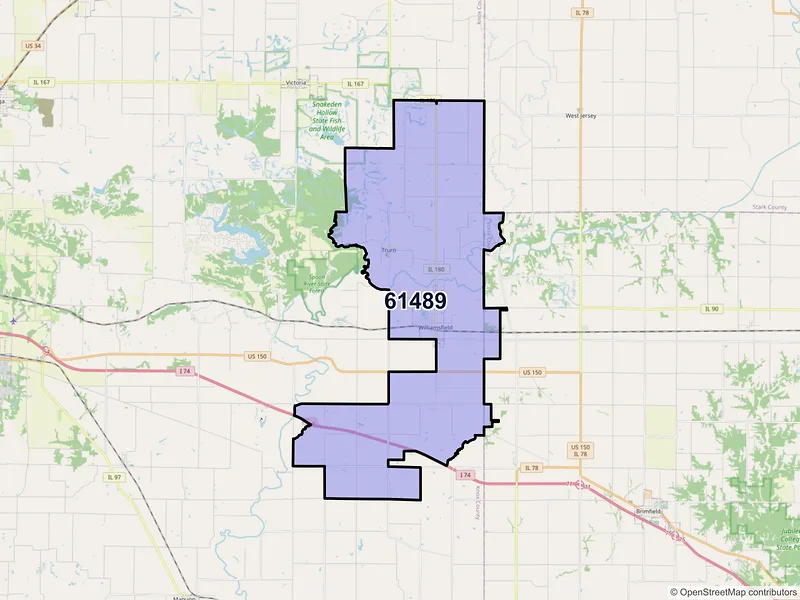 Map of ZIP Code 61489 — Williamsfield, IL