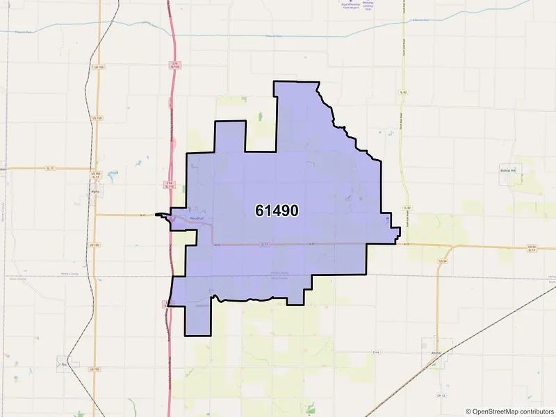 Map of Woodhull, Illinois and ZIP codes