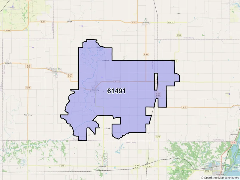 Map of ZIP Code 61491 — Wyoming, IL