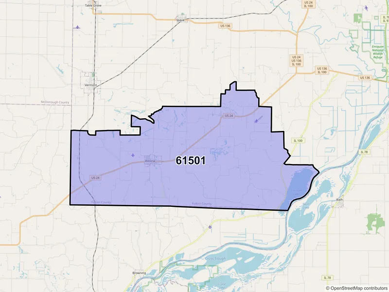 Map of ZIP Code 61501 — Astoria, IL