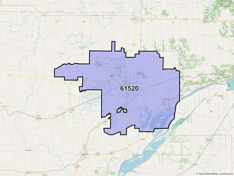 Map of ZIP Code 61520 — Canton, IL