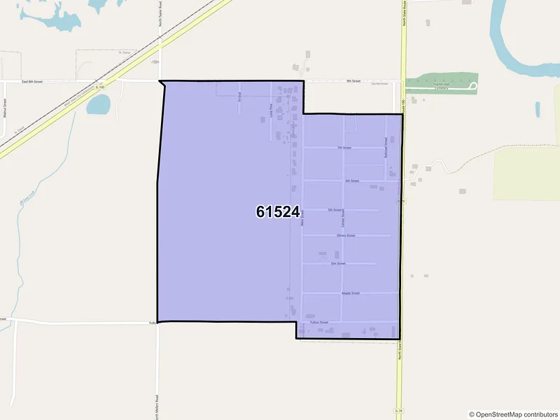 Map of Dunfermline, Illinois and ZIP codes