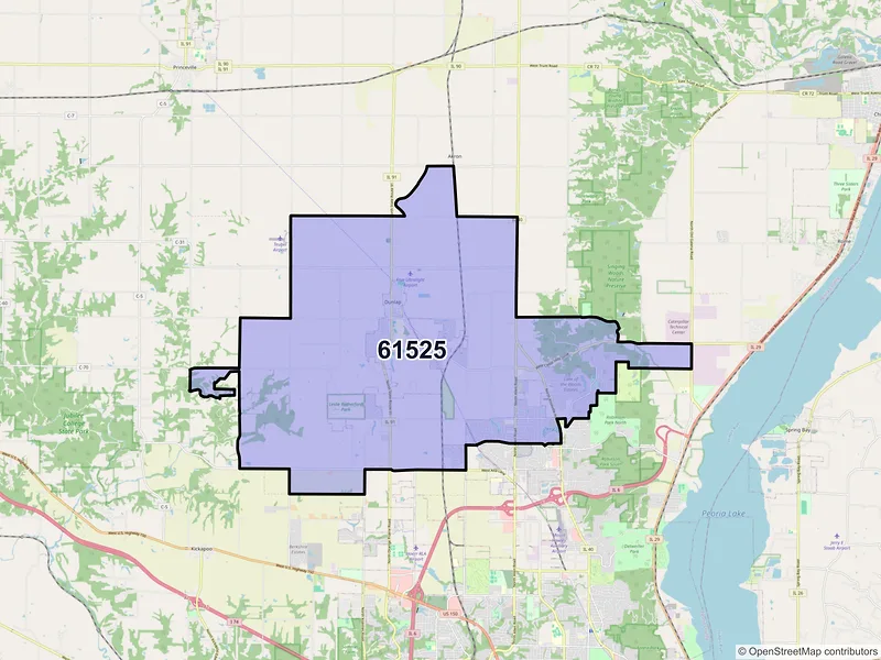 Map of ZIP Code 61525 — Dunlap, IL