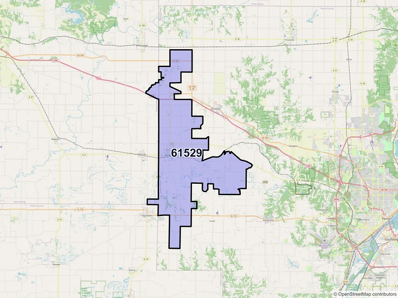 Map of ZIP Code 61529 — Elmwood, IL