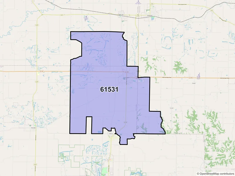 Map of Farmington, Illinois and ZIP codes
