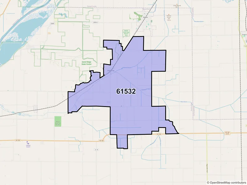 Map of Forest City, Illinois and ZIP codes