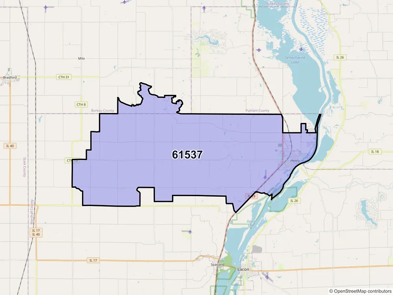 Map of ZIP Code 61537 — Henry, IL
