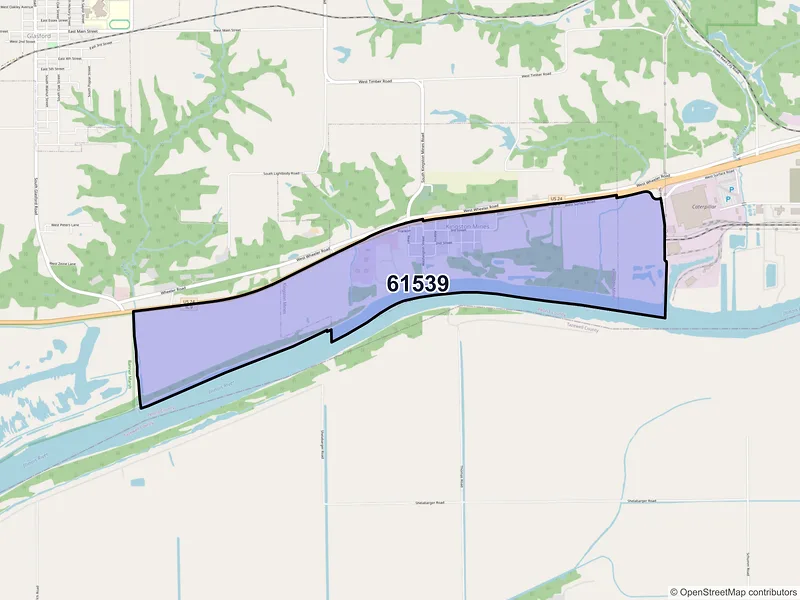 Map of Kingston Mines, Illinois and ZIP codes