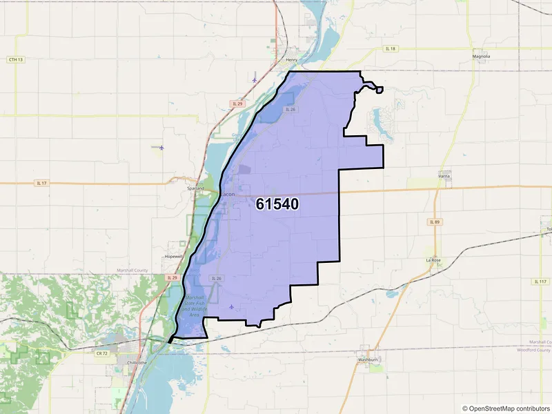 Map of Lacon, Illinois and ZIP codes