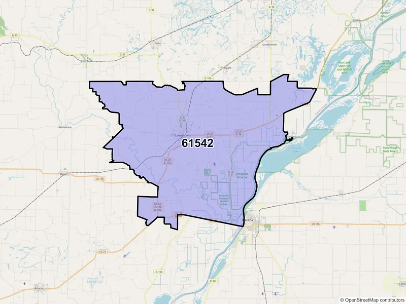 Map of Lewistown, Illinois and ZIP codes