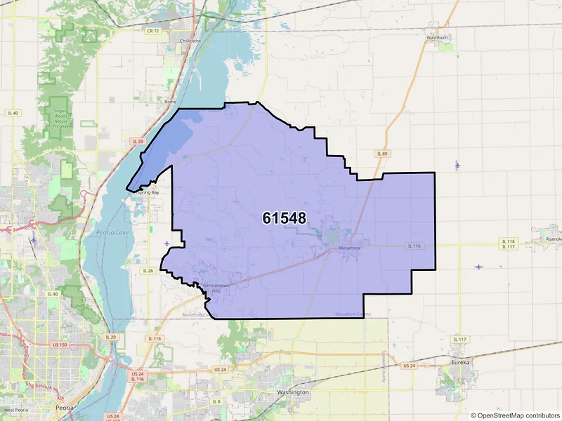 Map of ZIP Code 61548 — Metamora, IL