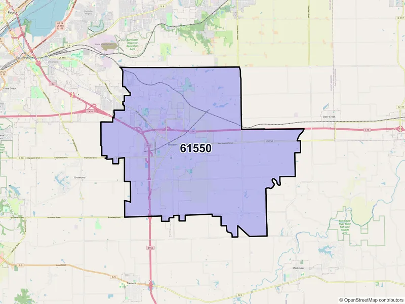 Map of ZIP Code 61550 — Morton, IL