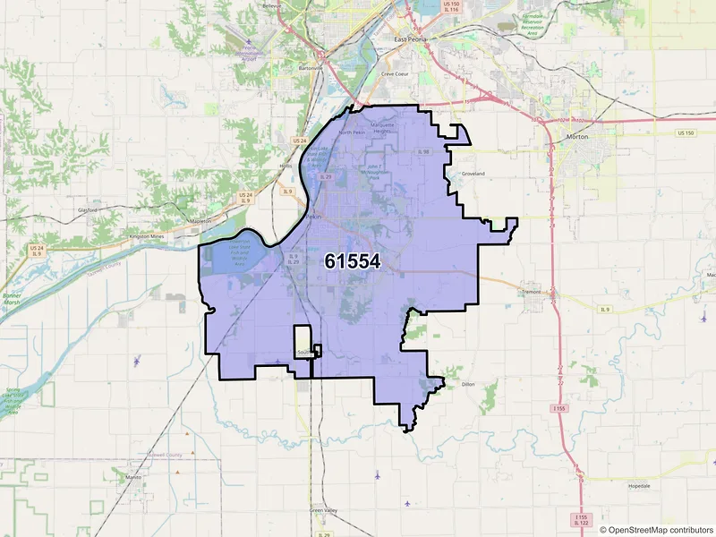 Map of ZIP Code 61554 — Pekin, IL