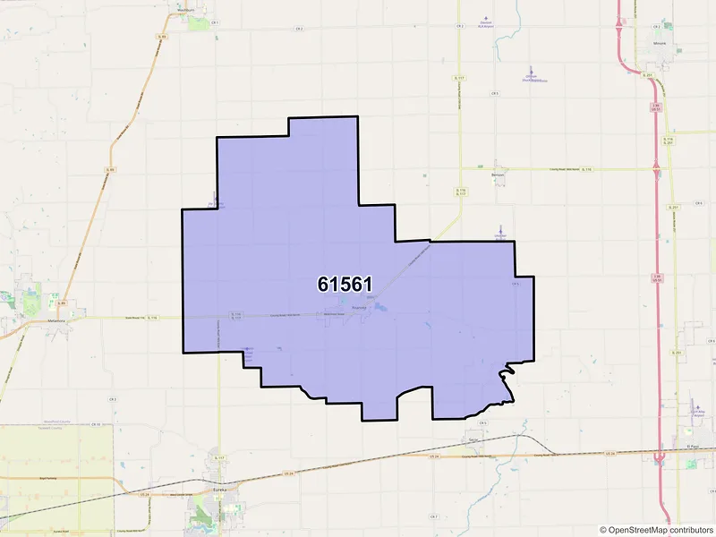 Map of ZIP Code 61561 — Roanoke, IL