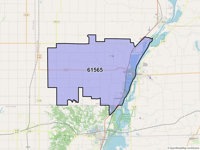 Map of ZIP Code 61565 — Sparland, IL