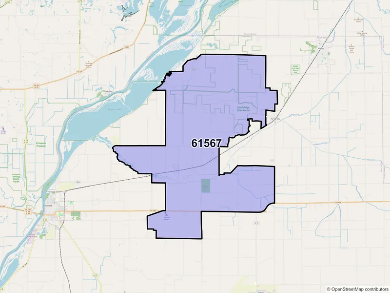 Map of ZIP Code 61567 — Topeka, IL