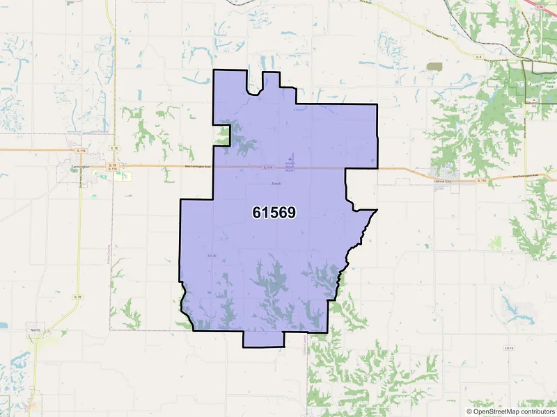 Map of ZIP Code 61569 — Trivoli, IL
